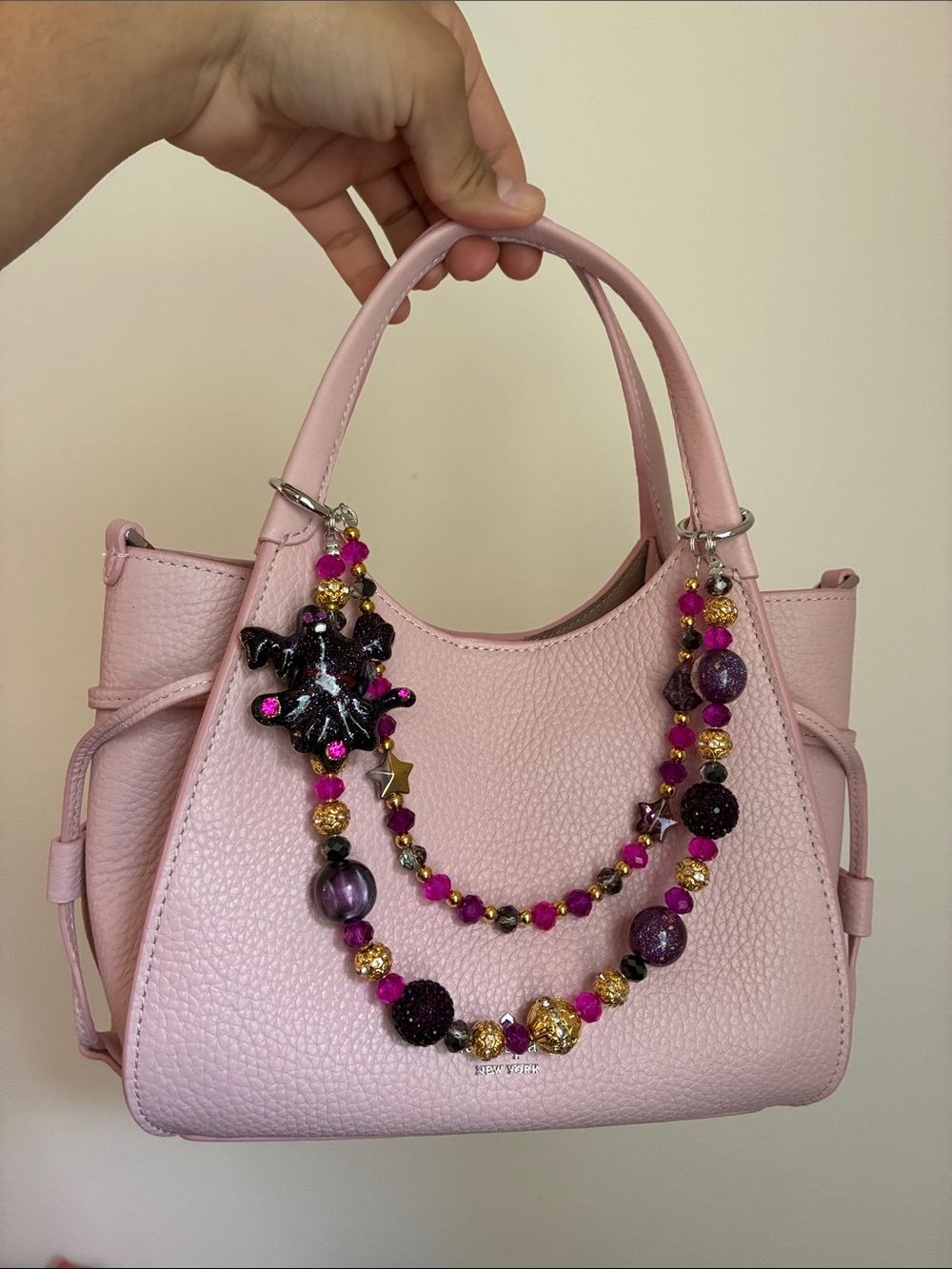 Halloween Purple & Gold Beaded Bag Chain